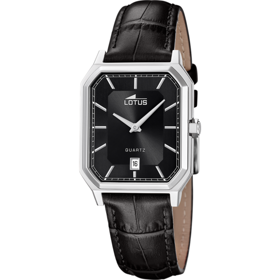 Montre homme Lotus Square Series 19080/4 – cadran noir bracelet cuir – vue de face