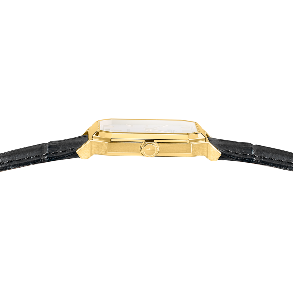 Montre homme Lotus Square Series 19081/1 – cadran blanc bracelet cuir – vue de trois-quarts