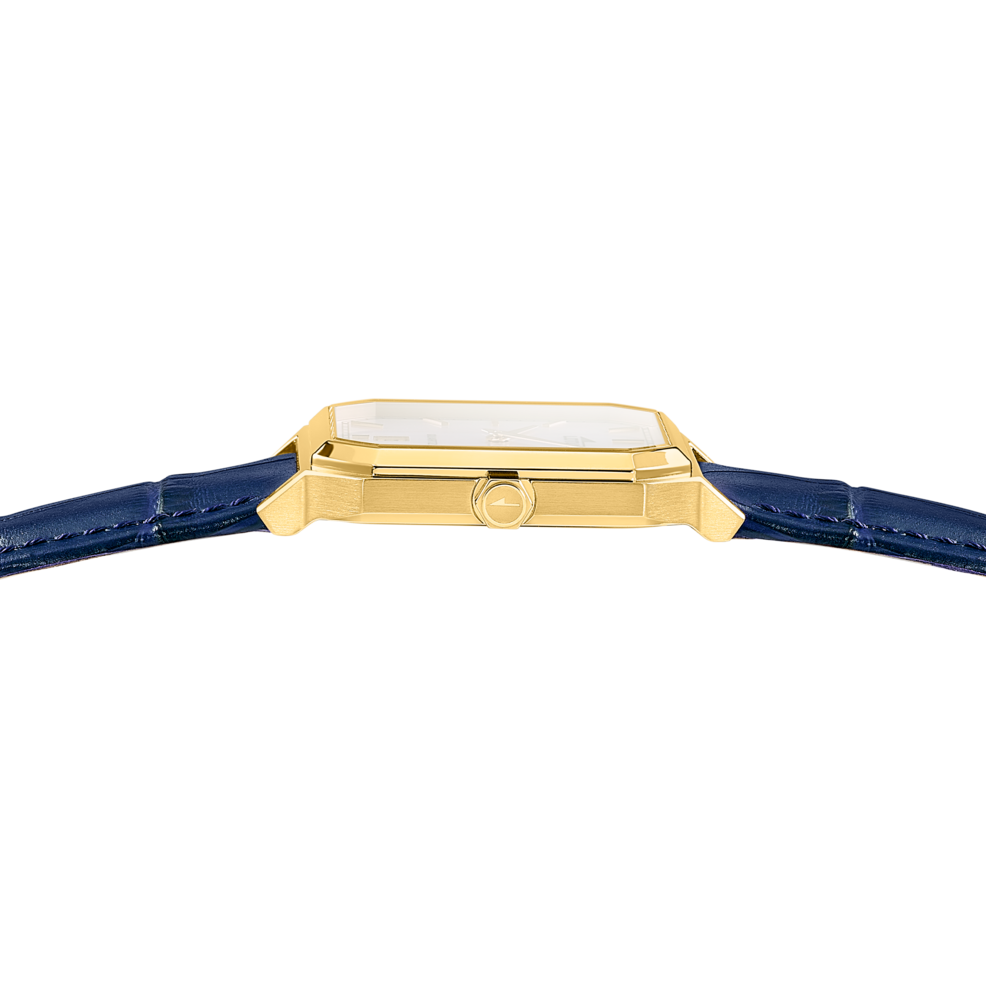 Montre homme Lotus Square Series 19081/4 – cadran bleu bracelet cuir – vue de trois-quarts