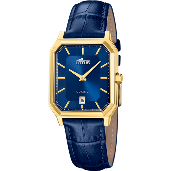 Montre homme Lotus Square Series 19081/4 – cadran bleu bracelet cuir – vue de face