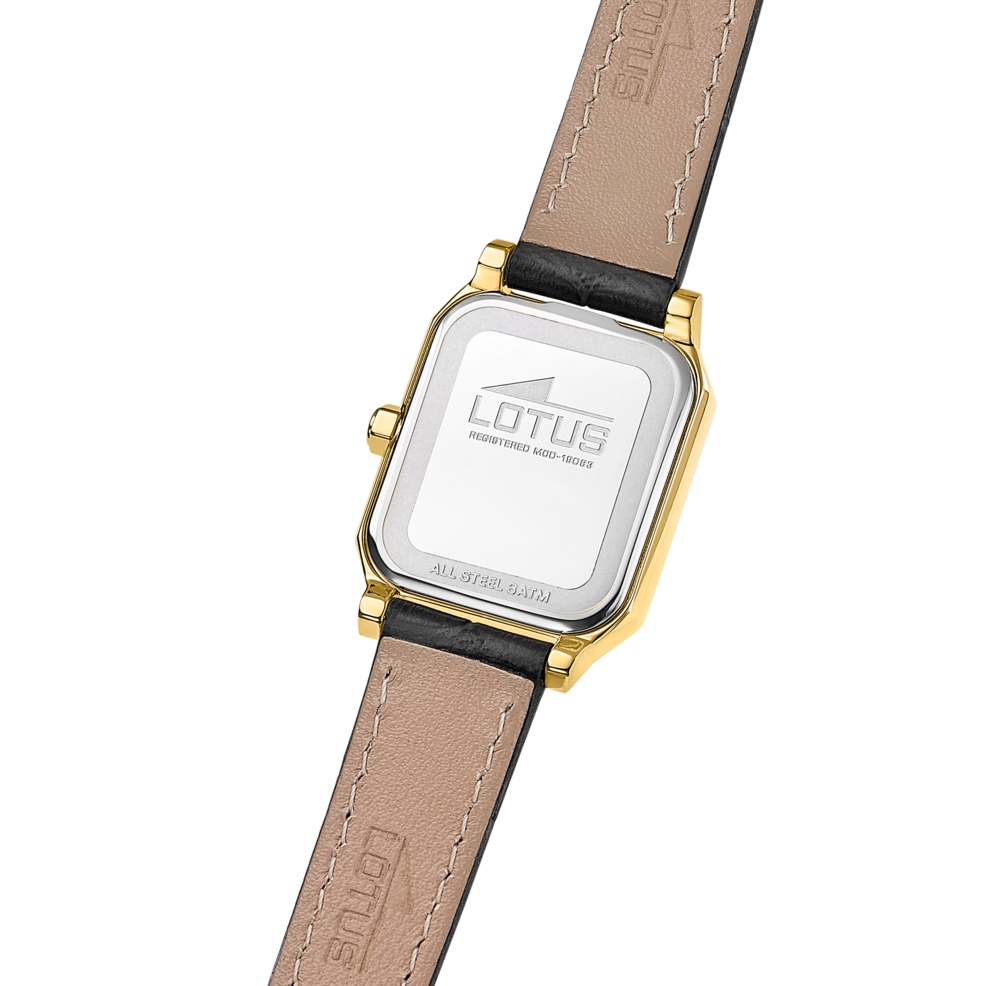 Montre femme Lotus Square Series 19083/1 – cadran argenté bracelet cuir – vue de trois-quarts 2