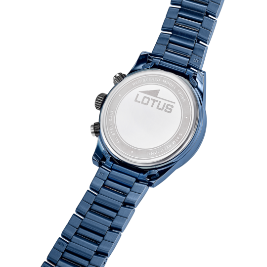 Montre homme Lotus Pulse 19086/1 – cadran bleu bracelet acier – vue de trois-quarts 2