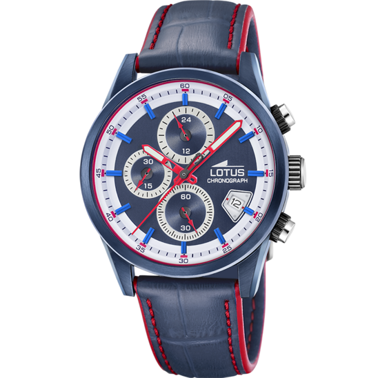 Montre homme Lotus Pulse 19087/1 – cadran bleu bracelet cuir – vue de face