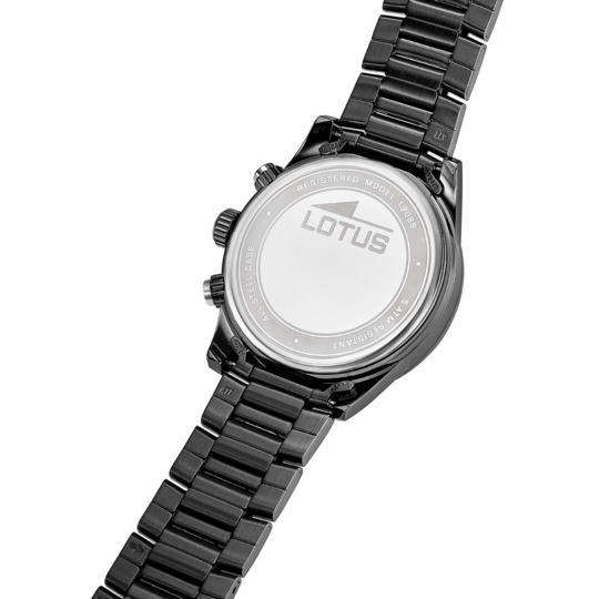 Montre homme Lotus Pulse 19088/1 – cadran noir bracelet acier – vue de trois-quarts 2