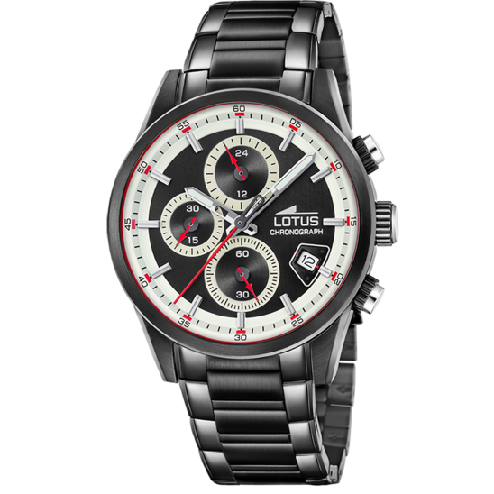 Montre homme Lotus Pulse 19088/1 – cadran noir bracelet acier – vue de face
