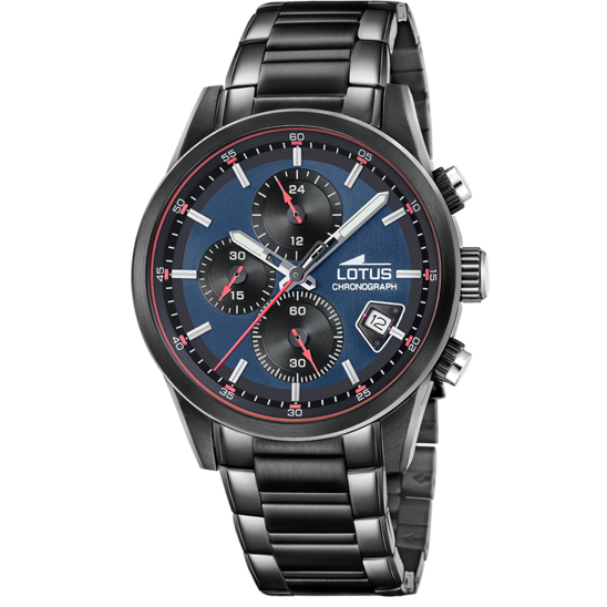 Montre homme Lotus Pulse 19088/2 – cadran bleu marine bracelet acier – vue de face