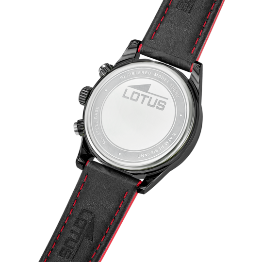 Montre homme Lotus Pulse 19089/1 – cadran noir bracelet cuir – vue de trois-quarts 2