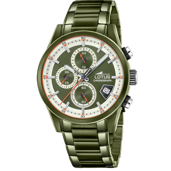 Montre homme Lotus Pulse 19090/1 – cadran vert bracelet acier – vue de face