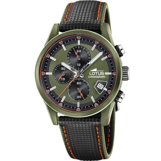 Montre homme Lotus Pulse 19091/3 – cadran vert bracelet cuir – vue de face