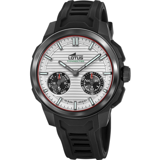 Montre connectée homme Lotus Connected 19092/1 – cadran gris bracelet silicone – vue de face