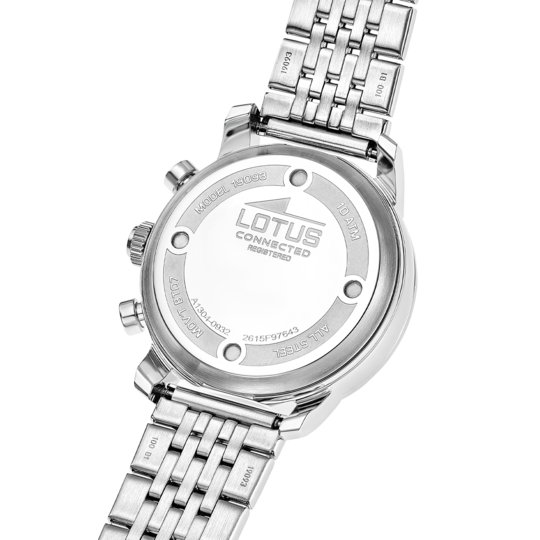 Montre connectée homme Lotus Connected 19093/2 – cadran noir bracelet acier – vue de trois-quarts 2
