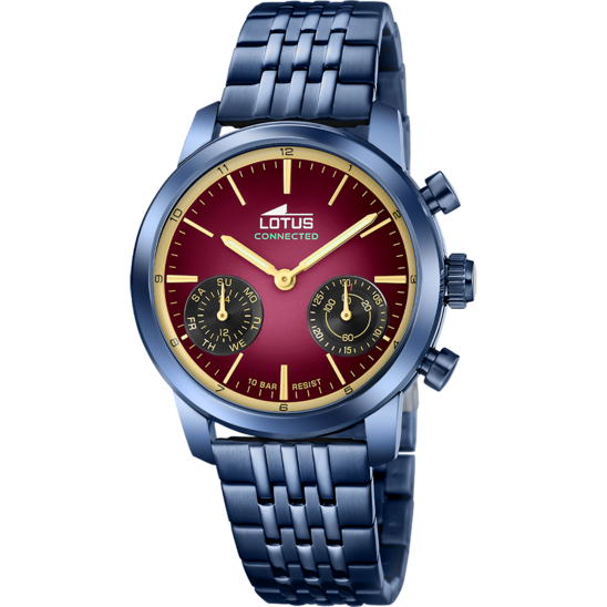 Montre connectée homme Lotus Connected 19094/1 – cadran grenat bracelet acier – vue de face