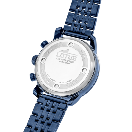 Montre connectée homme Lotus Connected 19094/2 – cadran bleu bracelet acier – vue de trois-quarts 2