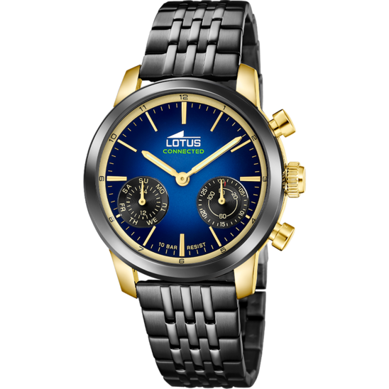 Montre connectée homme Lotus Connected 19095/1 – cadran bleu bracelet acier – vue de face