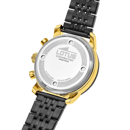 Montre connectée homme Lotus Connected 19095/2 – cadran noir bracelet acier – vue de trois-quarts 2