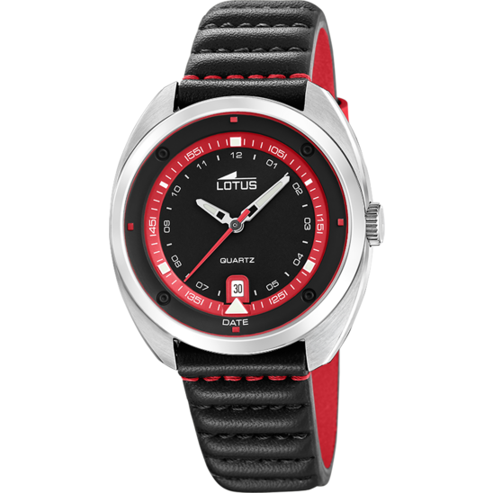 Montre homme Lotus Pulse 19096/2 – cadran noir bracelet cuir – vue de face