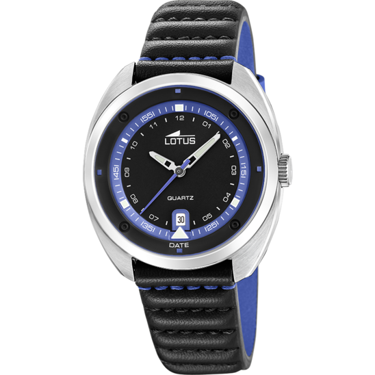 Montre homme Lotus Pulse 19096/3 – cadran noir bracelet cuir – vue de face