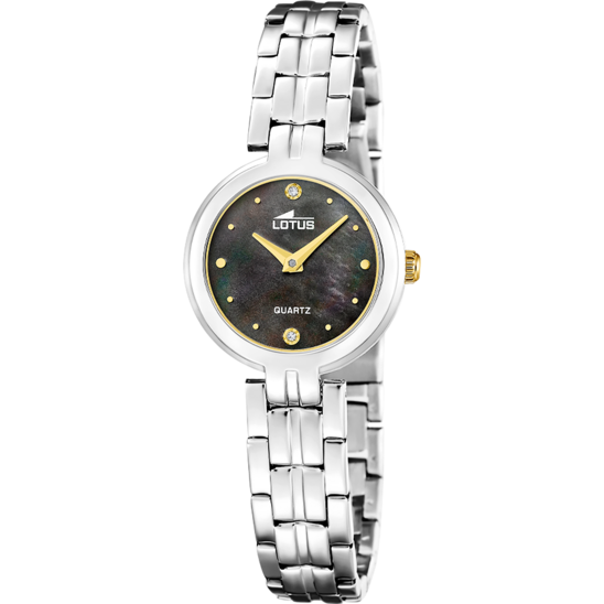 Montre femme Lotus Old Money 19102/5 – cadran noir bracelet acier – vue de face