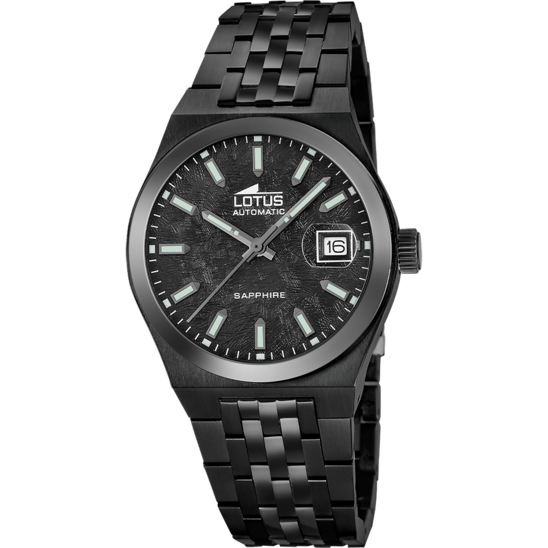 Montre mixte Lotus Automatic 19104/1 – cadran noir bracelet acier – vue de face