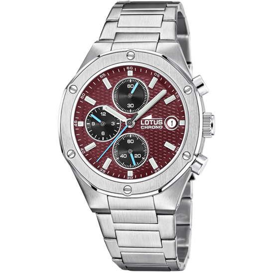 Montre mixte Lotus 19109/7 – cadran grenat bracelet acier – vue de face