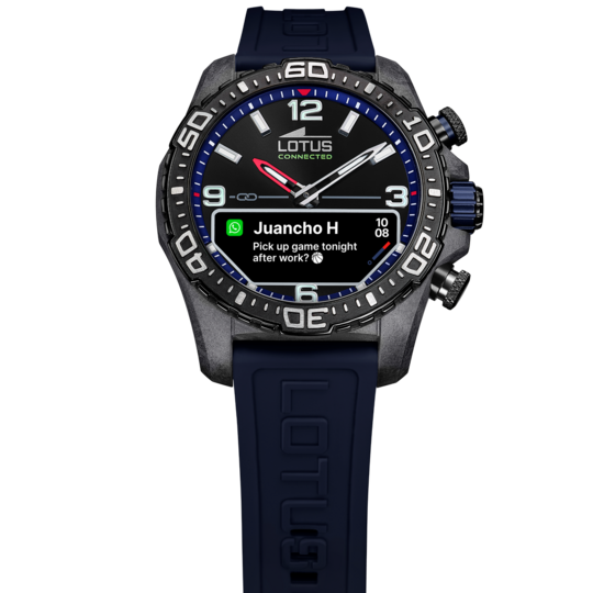 Montre connectée homme Lotus Connected 20000/1 – cadran bleu marine bracelet souple – vue de trois-quarts