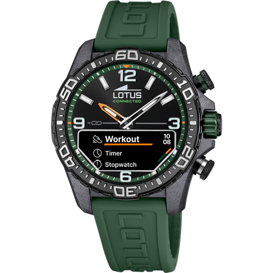Montre connectée homme Lotus Connected 20000/2 – cadran vert foncé bracelet souple – vue de face