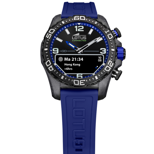 Montre connectée homme Lotus Connected 20000/3 – cadran bleu bracelet souple – vue de trois-quarts
