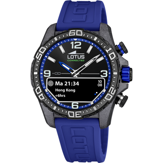 Montre connectée homme Lotus Connected 20000/3 – cadran bleu bracelet souple – vue de face