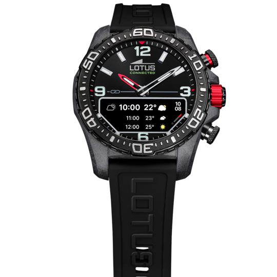 Montre connectée homme Lotus Connected 20000/4 – cadran noir bracelet souple – vue de trois-quarts