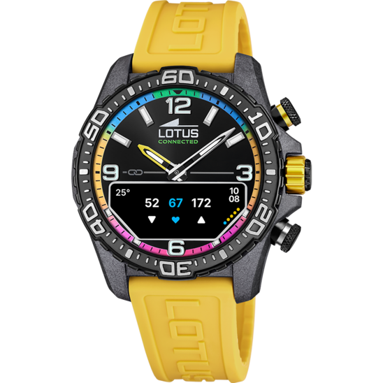 Montre connectée homme Lotus Connected 20000/8 – cadran jaune bracelet souple – vue de face