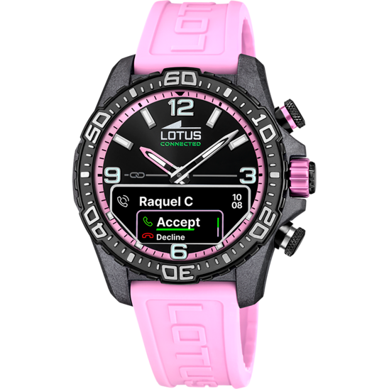 Montre connectée homme Lotus Connected 20000/9 – cadran rose bracelet souple – vue de face