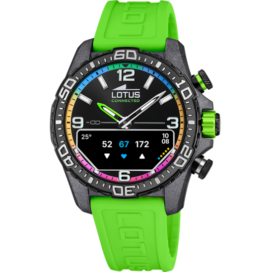 Montre connectée homme Lotus Connected 20000/A – cadran multicolore bracelet souple – vue de face