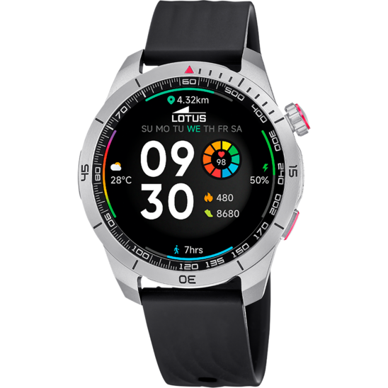 Montre connectée homme Lotus Smartwatch 50208/1 – écran numérique bracelet acier – vue de face