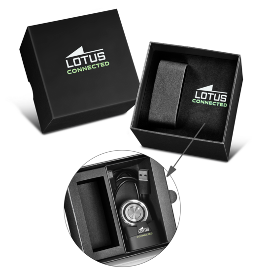 Montre connectée homme Lotus Connected 20000/4 – cadran noir bracelet souple – détail du boîtier