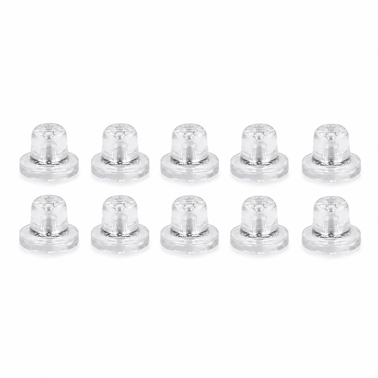 Set of 10 transparent silicone pushers for earrings
