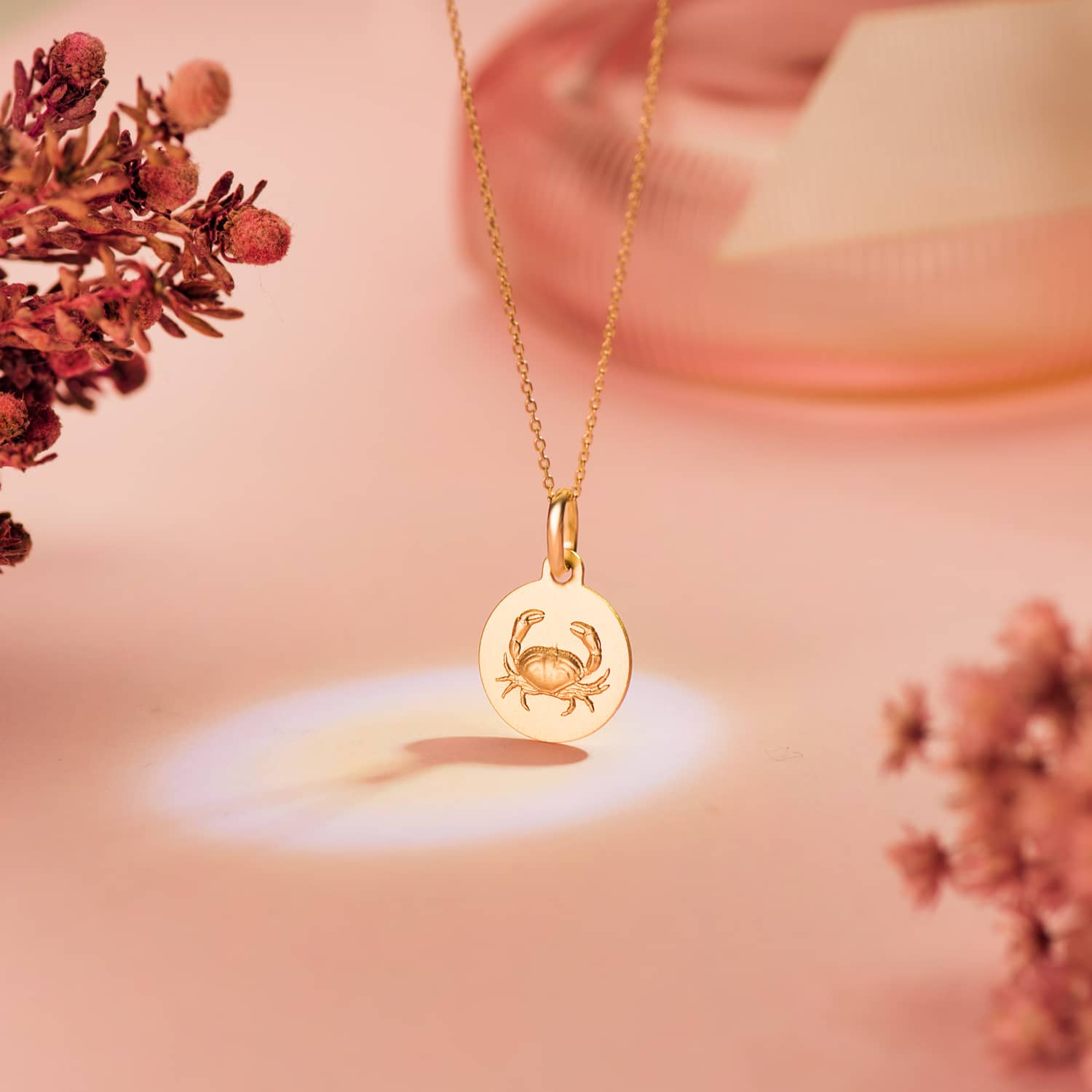 Medalia Horoscop Rac de 18K 13 mm Aur Galben