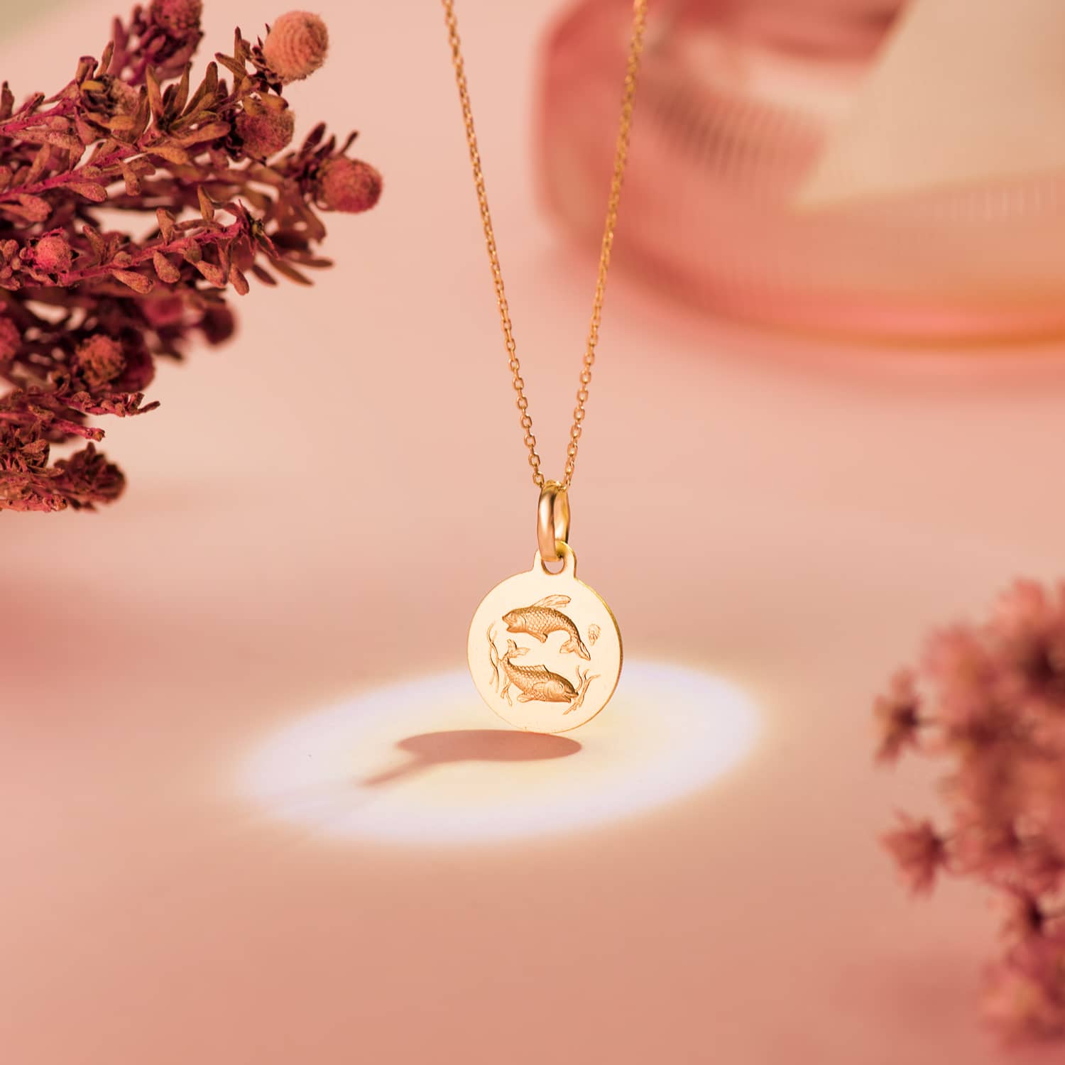 18K matt hal horoszkóp érem 13 mm sárga arany