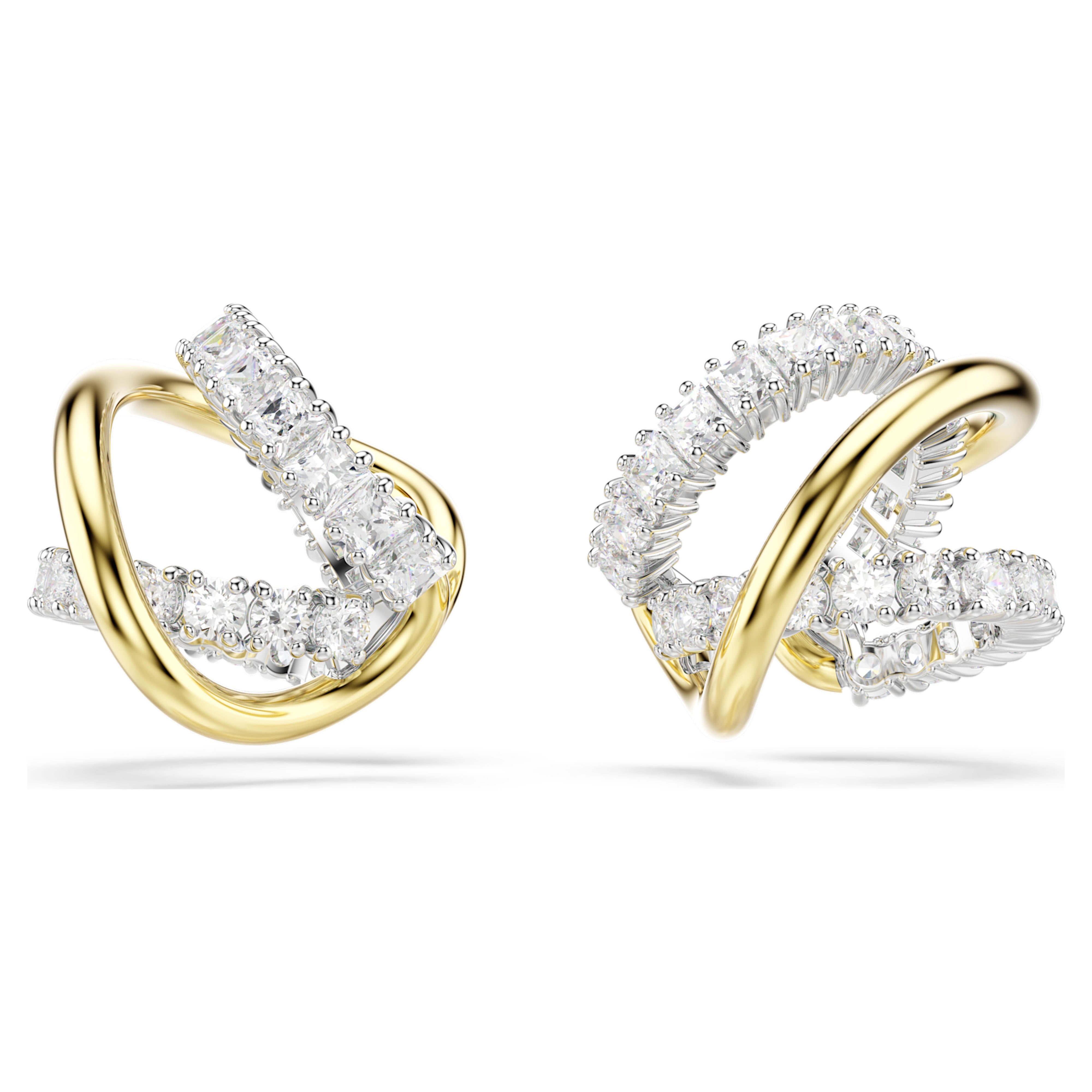 Σκουλαρίκια Swarovski - Hyperbola - Διάφορα μεγέθη - Λευκό & Μικτό μεταλλικό φινίρισμα άποψη 4