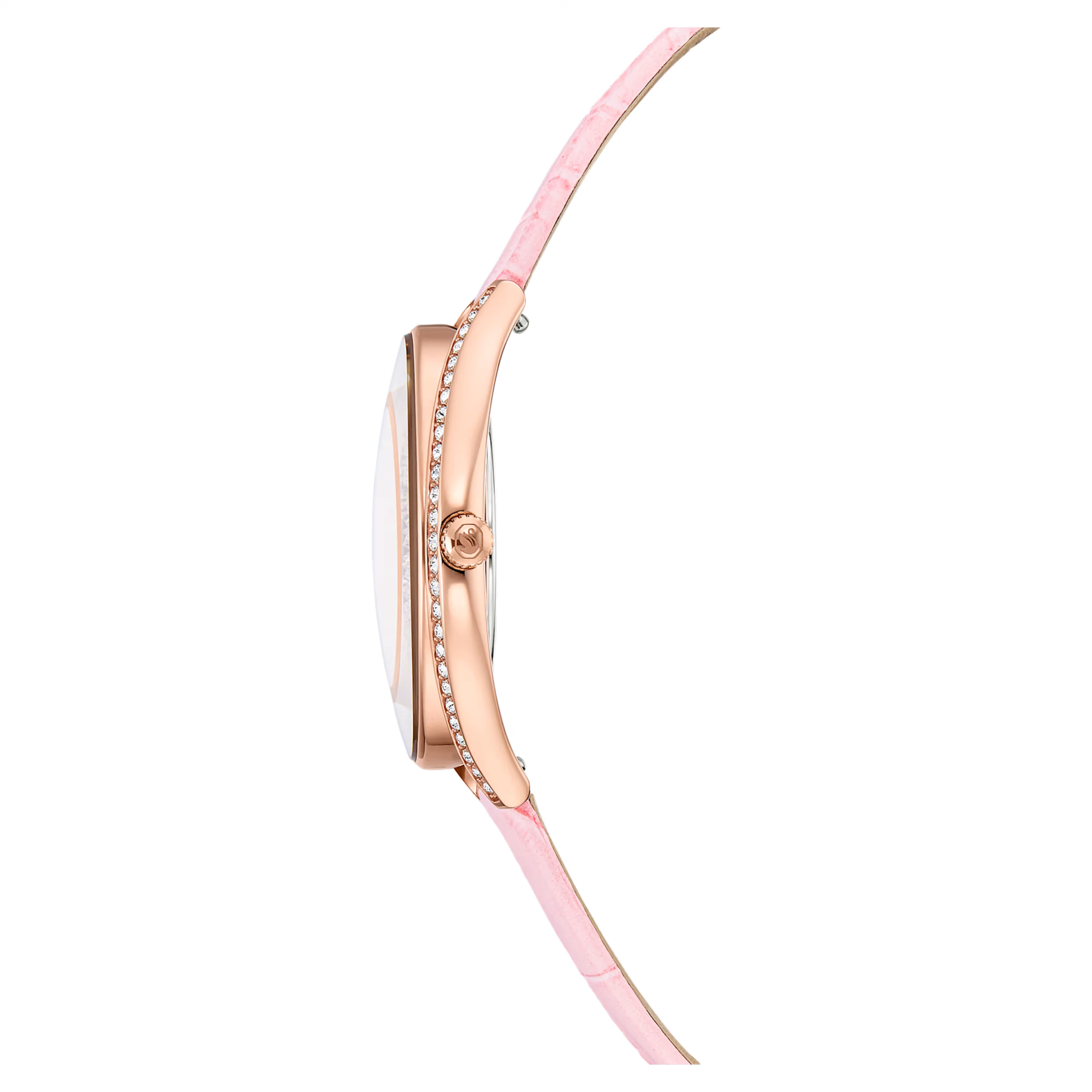 Crystalline Aura - Or rose - Cuir rose - Montre - Swarovski
