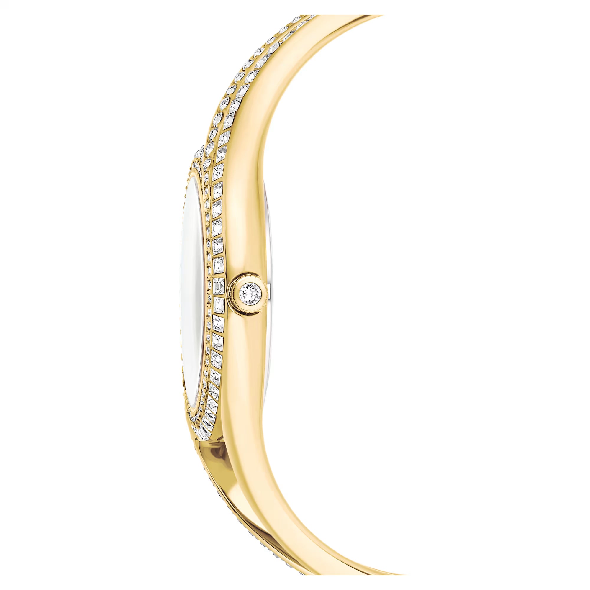 Hodinky Swarovski - náramek Hyperbola - kovový náramek - bílý ciferník - zlatý