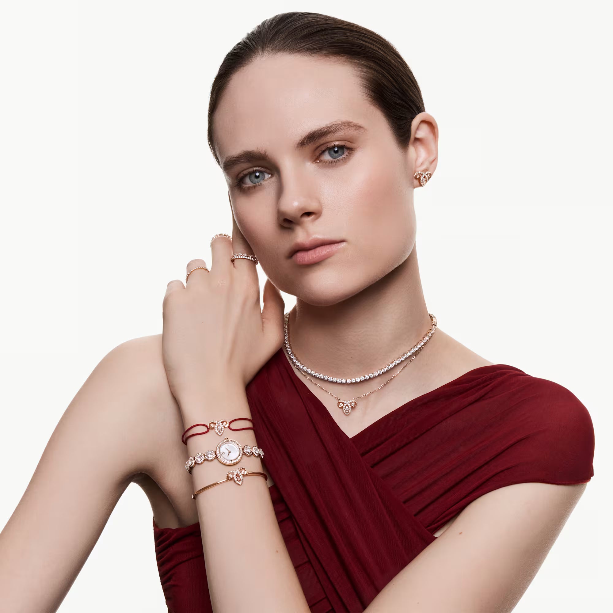 Swarovski Watch - Una Angelic - Chain Bracelet - White Dial - Rose Gold