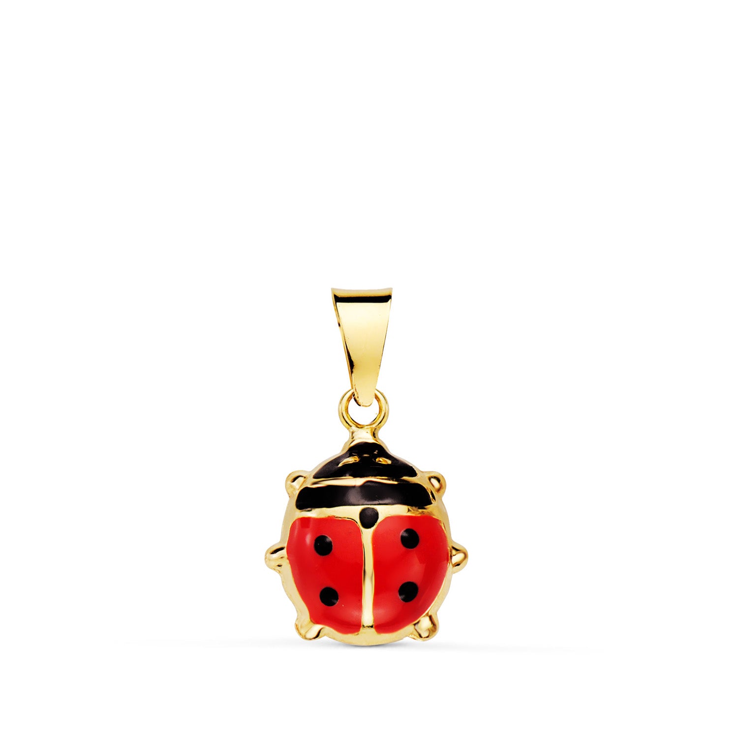 Ladybug anheng 18K gult gull emalje 10 X 9 mm
