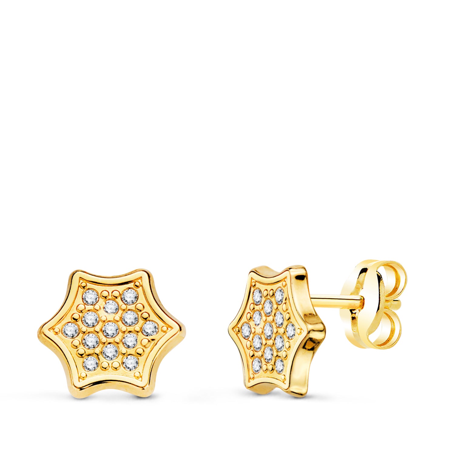Boucles d'oreilles 18K Stars Orillo avec 7 X 6,5 mm Circonlists Fermoir Poussettes Papillon