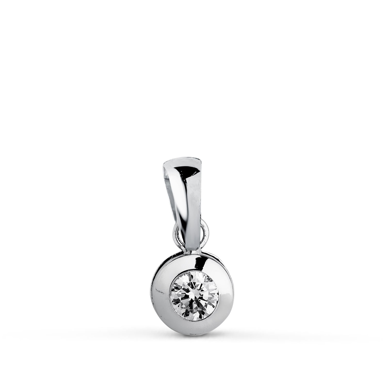 Pendentif en Or Blanc 18K Galerie de Chaton avec Zircon Cubique Taille : 6 mm