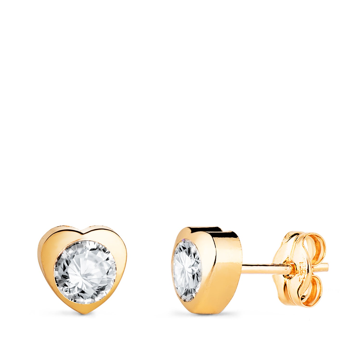 Boucles d'oreilles en Or Jaune 18K avec Zircon Taille : 6 X 6 mm Fermoir Poussettes Papillon