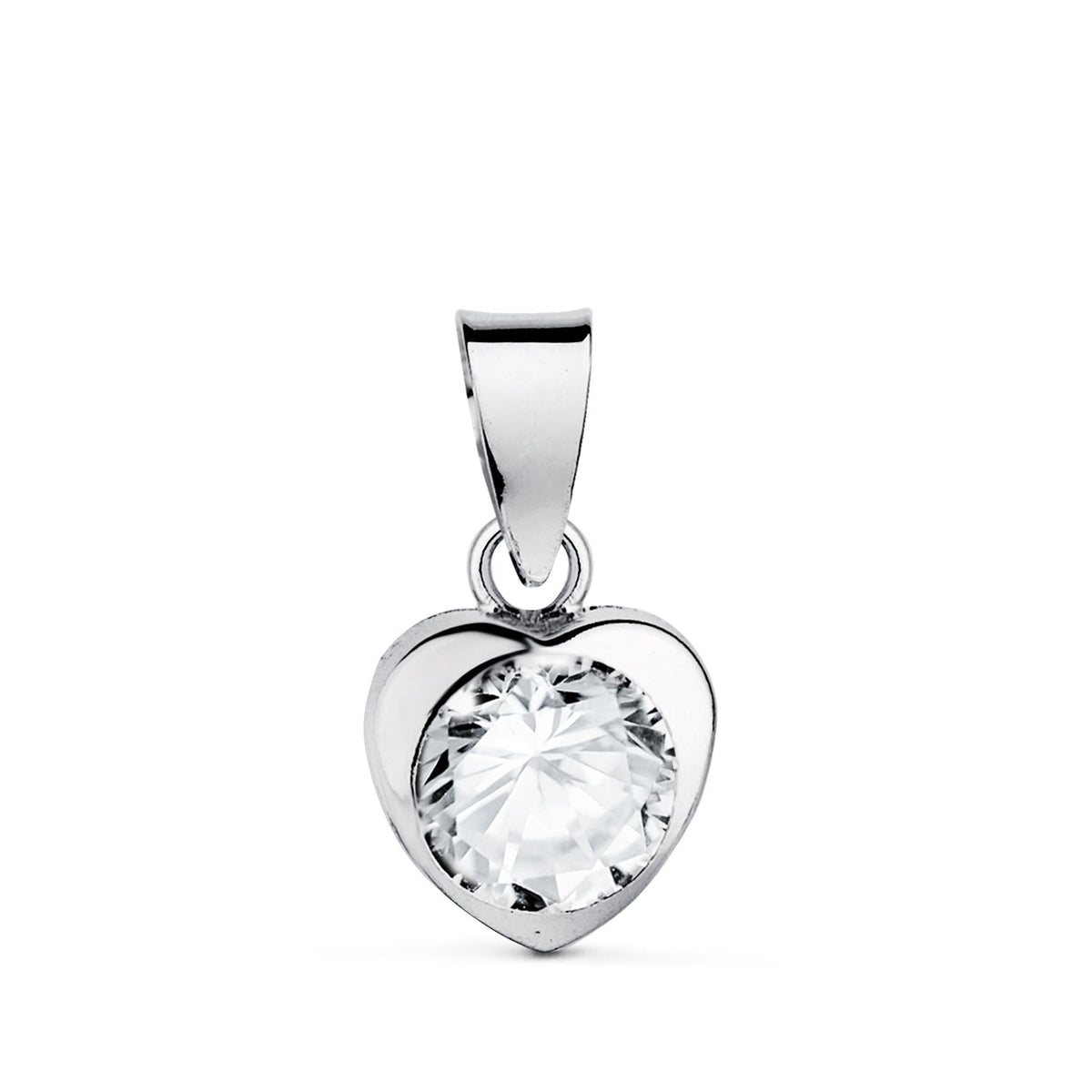 Pendentif cœur oxyde de zirconium – Or 18 carats – Or blanc