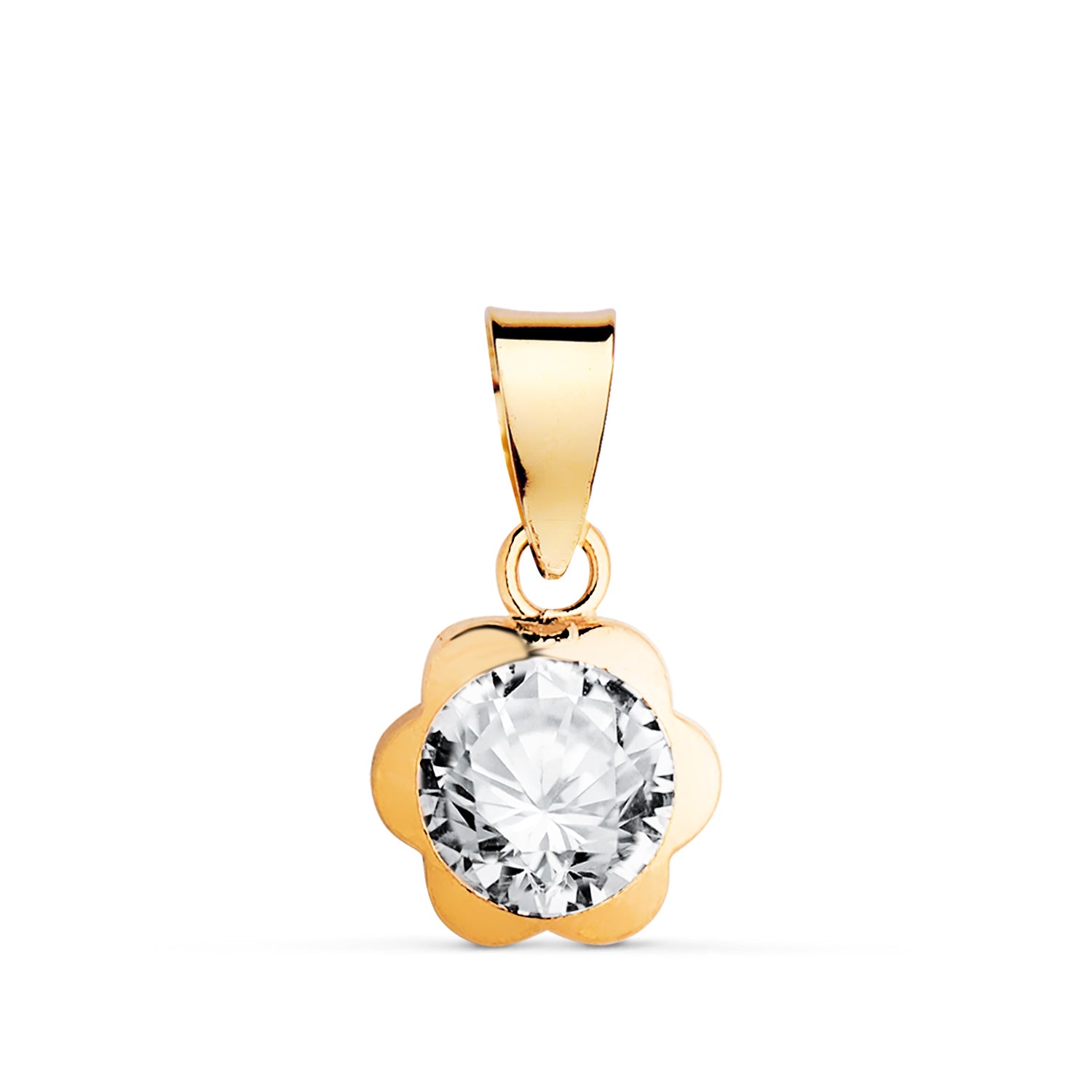 Pendentif Marguerite en Or Jaune 18K avec Zircon Taille : 8X7 mm