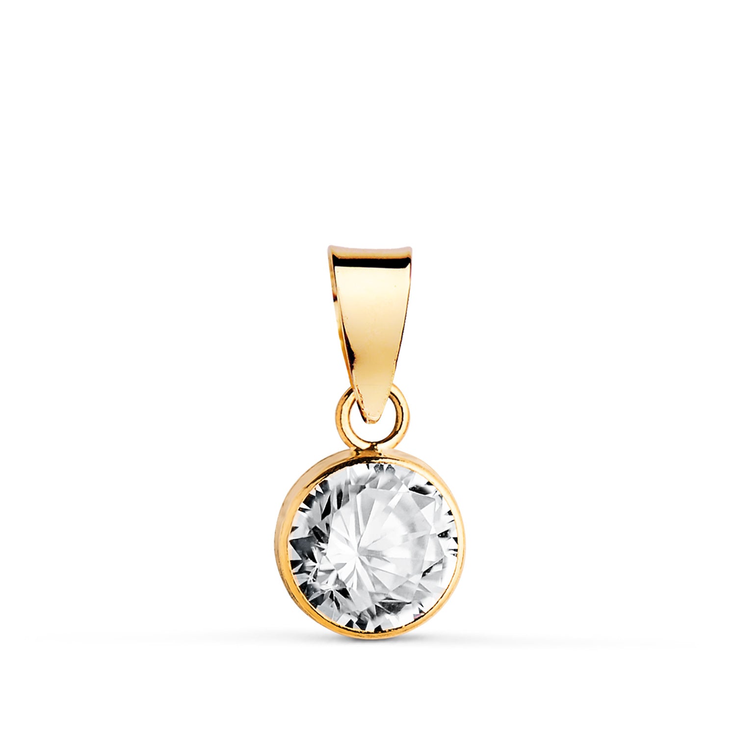 Pendentif Chaton en Or Jaune 18K avec Zircon Largeur : 6 mm
