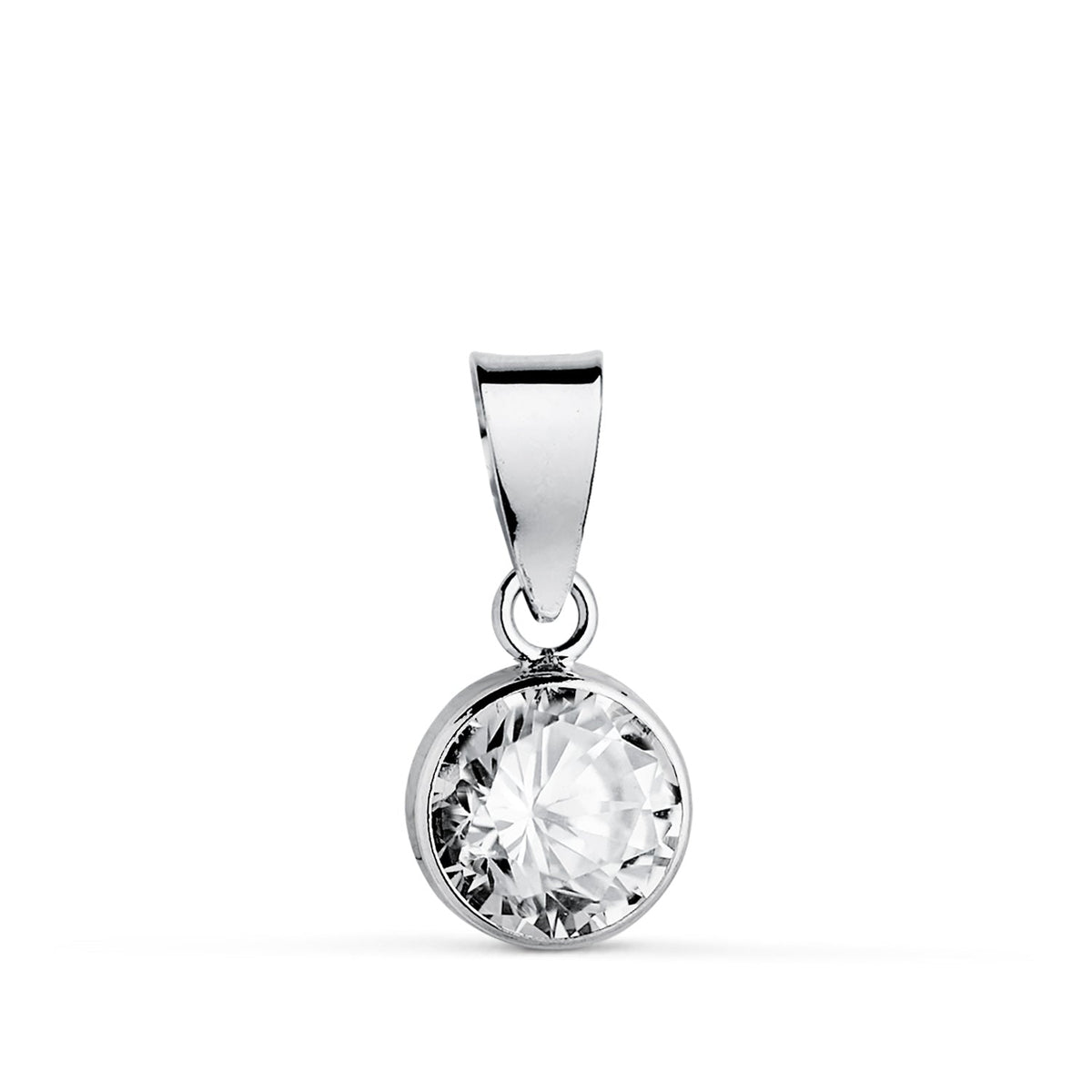 Pendentif chaton oxyde de zirconium – Or 18 carats – Or blanc