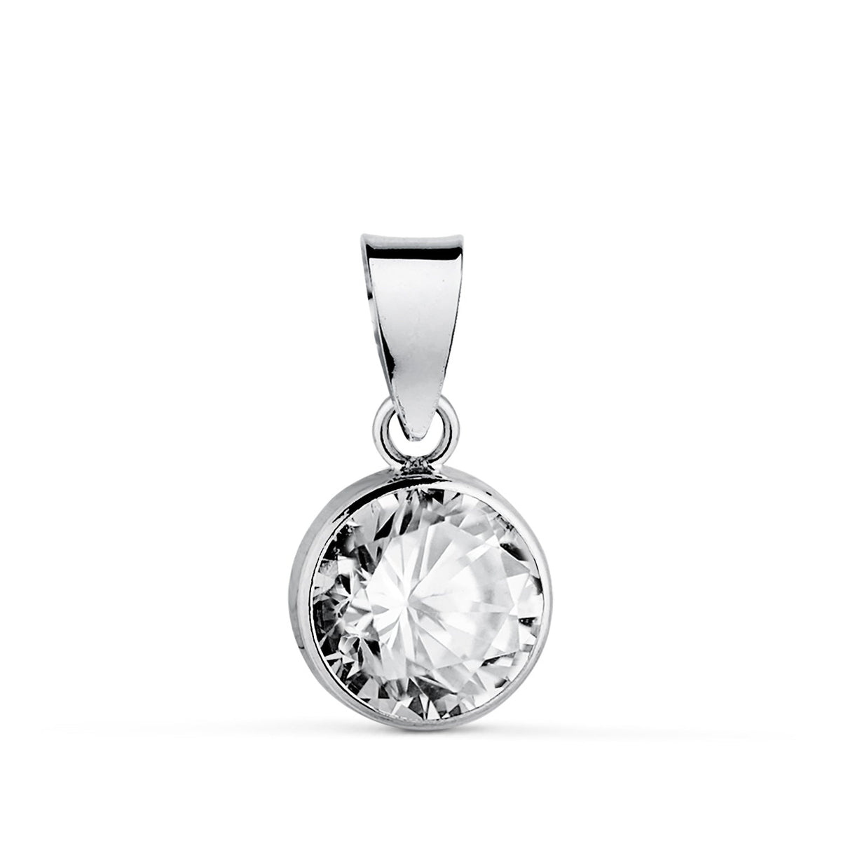 Pendentif chaton oxyde de zirconium – Or 18 carats – 7 mm / Or blanc